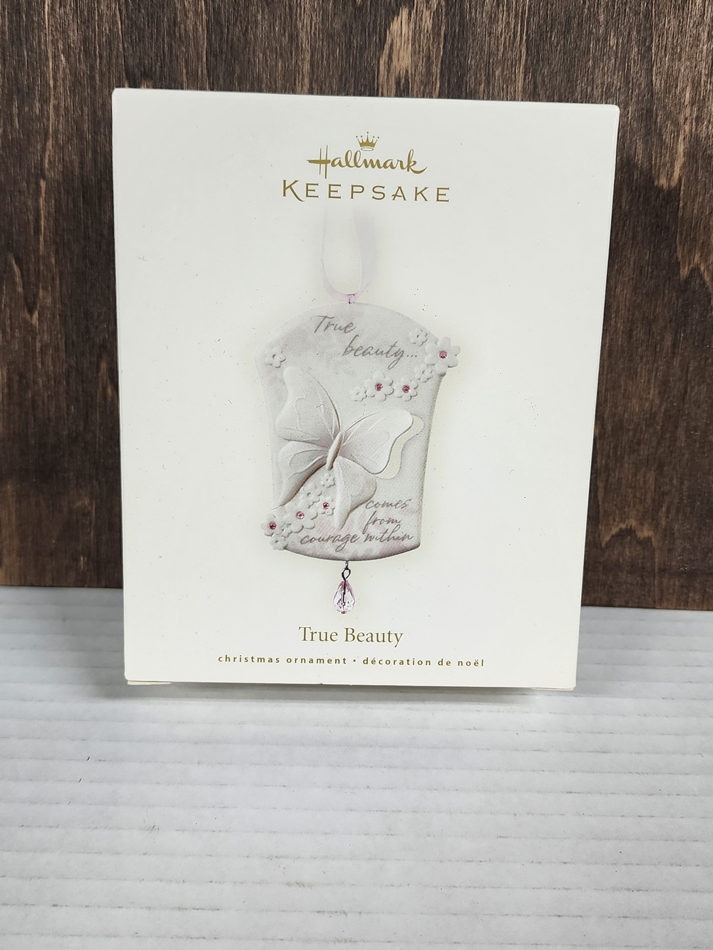 Hallmark 2008 "True Beauty" Ornament Butterfly Pink White Komen Breast Cancer
